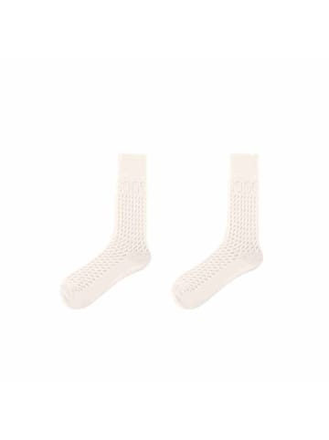 MUNADUNA 2er-Pack Lochmuster-Buchstaben-Longsocken in Beige