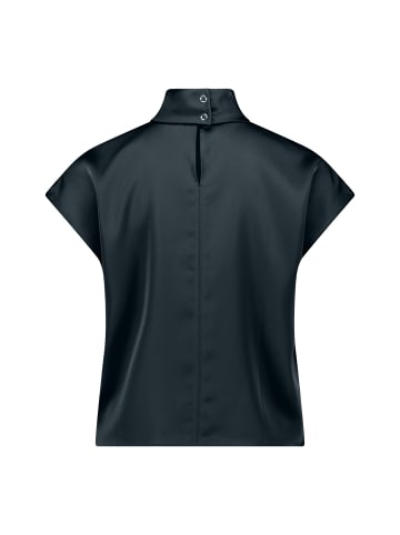 Zero  Satin-Bluse mit Kragen in Teal Ocean