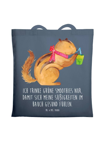 Mr. & Mrs. Panda Tote Bag Eichhörnchen Smoothie mit Spruch in Indigo Blue