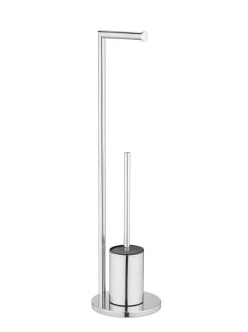 Wenko Toilettenpapier- und Bürstenhalter 2-in-1 FERLA in Glänzendes Silber