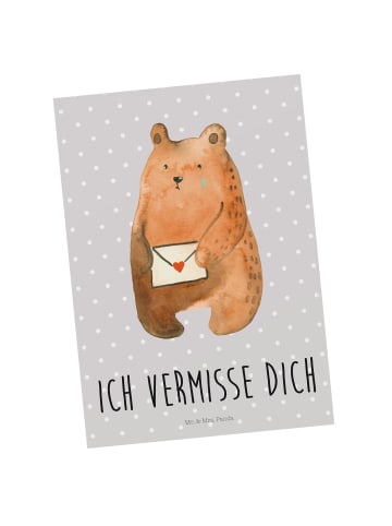 Mr. & Mrs. Panda Wanddeko Bär Vermissen mit Spruch in Grau Pastell