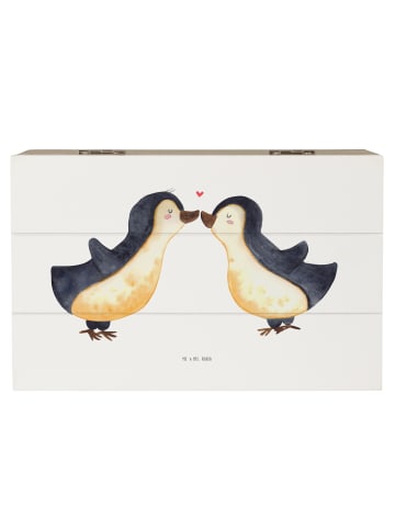 Mr. & Mrs. Panda Holzbox mit Deckel Pinguin Liebe ohne Spruch in Weiß