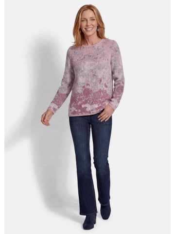 GOLDNER Langarm Jacquard-Pullover mit Muster in altrosé / gemustert