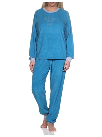 NORMANN Frottee Schlafanzug Homewear Loungewearr Sternen - 81715 in türkis