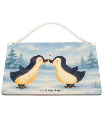 Mr. & Mrs. Panda Wandschild Pinguin Liebe Design ohne Spruch in Weiß
