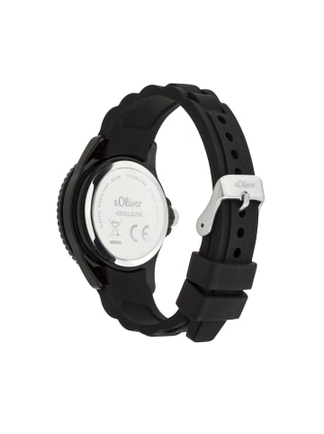 s.Oliver Armbanduhr Fußball in schwarz