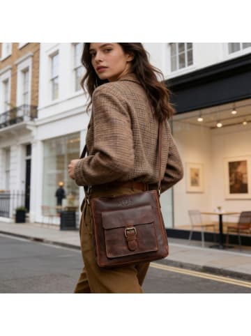 SID & VAIN Leder-Umhängetasche YALE Umhängetasche Cross-Body Bag echt Leder in braun