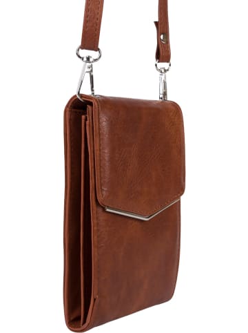 styleBREAKER Mini Handy Umhängetasche in Cognac