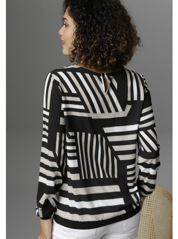 Aniston SELECTED Shirtbluse in schwarz-offwhite-beige