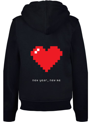 F4NT4STIC Hoodie Pixel Herz Happy New Year Silvester in schwarz