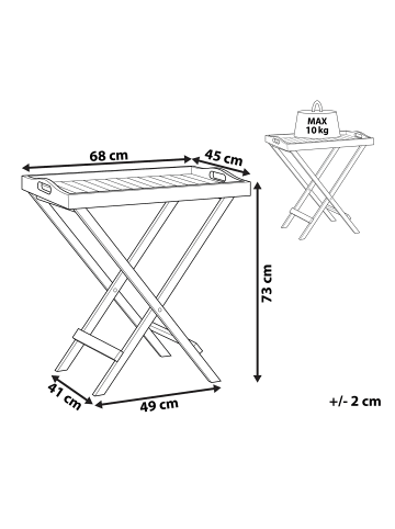 Beliani Beistelltisch JAVA in Braun - (W) 68 x (H) 73 x (L) 45 cm