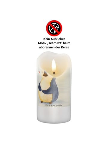 Mr. & Mrs. Panda Weihnachtskerze Pinguin Diät Design mit Spruch in Weiß