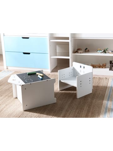 Beliani 2-tlg Kindertisch und Stuhlset ELANORA in Weiß/Schwarz