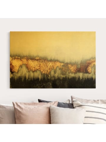 WALLART Leinwandbild Gold - Goldspuren in Aquarell in Gold