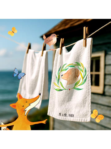 Mr. & Mrs. Panda Handtuch Hund Blumen ohne Spruch in Weiß