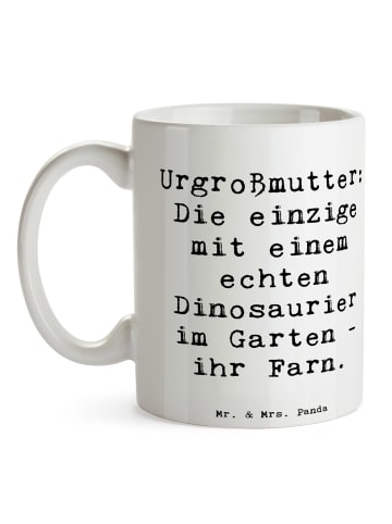 Mr. & Mrs. Panda Tasse Urgroßmutter Farn mit Spruch in Weiß