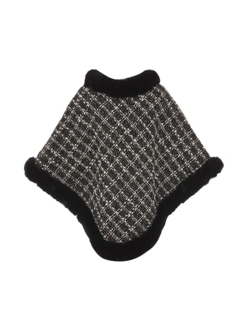 CHANI Damen Poncho in Schwarz Wollweiss