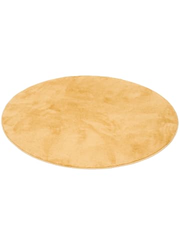 Pergamon Hochflor-Teppich Melia Rund in gelb