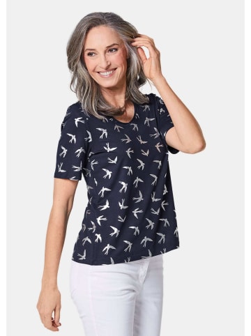 GOLDNER Druckshirt Topmodisches Shirt mit glänzendem Druck in marine / silber