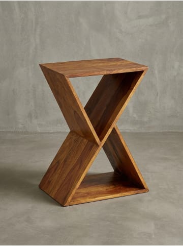 KADIMA DESIGN Beistelltisch X-Form 43x60x30 cm Sheesham Massivholz Anstelltisch,