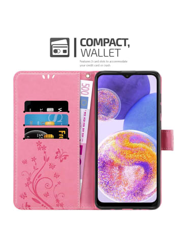 cadorabo Hülle für Samsung Galaxy A23 4G / 5G Blumen Design in FLORAL ROSA