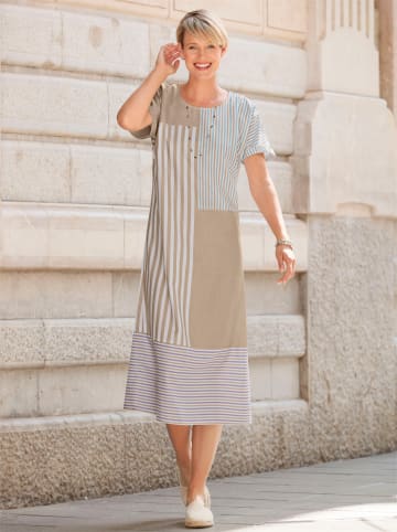 Sieh an! A-Linien-Kleid in ecru-beige-bedruckt