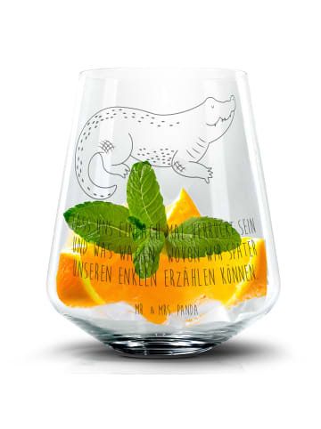 Mr. & Mrs. Panda Blümchentail Glas Krokodil mit Spruch in Transparent