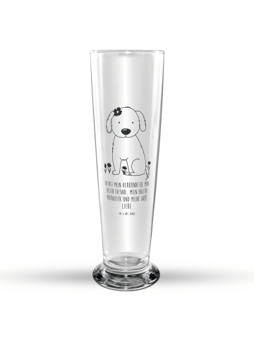 Mr. & Mrs. Panda Graviertes Bierglas Hund Dame mit Spruch in Transparent