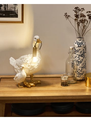 Beliani Tischleuchten DAFFY in Weiß/Messing/Gold - (W) 21 x (H) 40 x (L) 33 cm