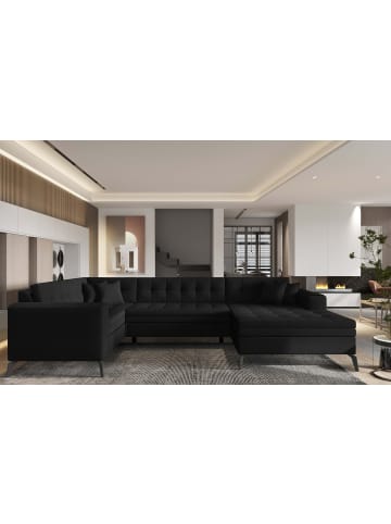 MF Design Monton Recamiere Rechts in Schwarz -  (L) 180 x (B) 340 x (H) 93 cm