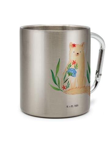 Mr. & Mrs. Panda Thermobecher Katze Blumen ohne Spruch in Silber