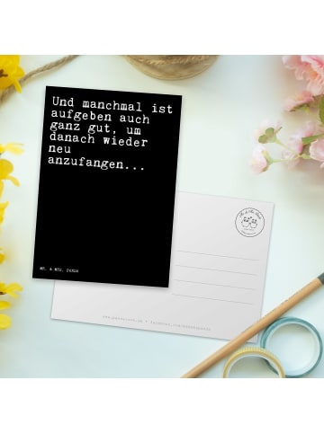 Mr. & Mrs. Panda Postkarte Und manchmal ist aufgeben... mit Spruch in Schwarz