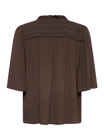 SAINT TROPEZ Kurzarm-Bluse ShaktiSZ Gerade Passform in Chocolate Brown
