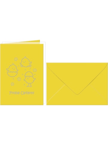 Buntpapierfabrik Ludwig Bähr Grußkarten gelasert A6 'Frohe Ostern 'Küken' sonnengelb Packung mit 5 ...