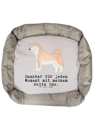 Mr. & Mrs. Panda Hundeschlafplatz Akita Inu Moment mit Spruch in Grau Pastell