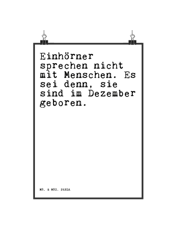 Mr. & Mrs. Panda Wandbild Einhörner sprechen nicht mit... mit Sp... in Weiß