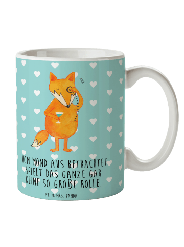 Mr. & Mrs. Panda Kaffeetasse Fuchs Lord mit Spruch in Türkis Pastell