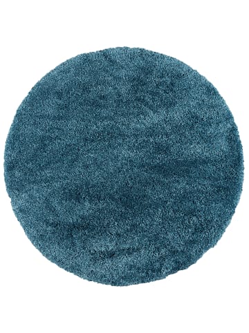 Pergamon Hochflor Langflor Shaggy Teppich Luxury Rund in Ocean Blau