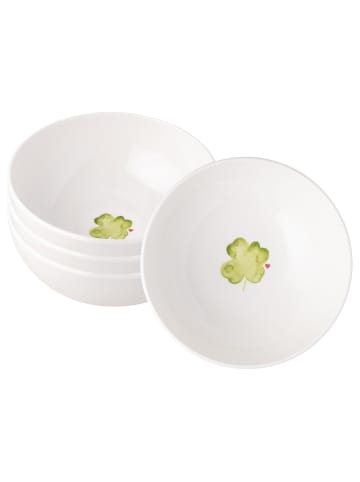 Villeroy & Boch 4er Set Müslischalen Good Luck With Love ø 16,9 cm weiß-grün in weiß-grün