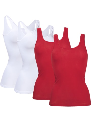 Con-ta Baumwolle, Feinripp Unterhemd 4er-Pack in weiß/rot