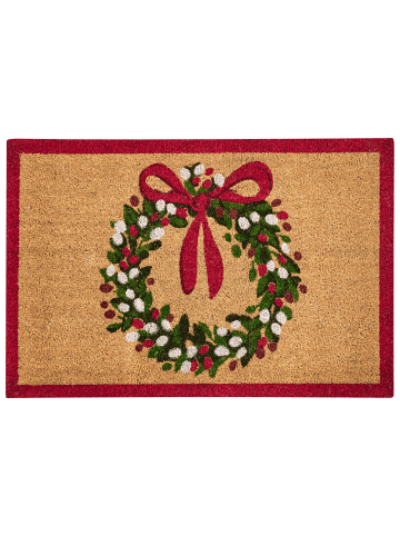 Beliani Fußmatte BULUSAN in /Rot/Grün - (W) 60 x (L) 90 cm