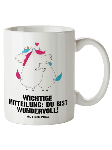 Mr. & Mrs. Panda Becher Einhorn Mitteilung mit Spruch in Weiß