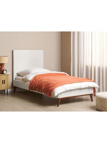 Beliani Einzelbett BAYONNE in Weiß/Dunkler Holzfarbton - (W) 101 x (H) 121 x (L) 212 cm