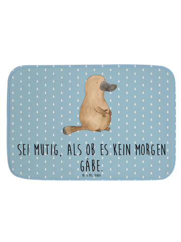 Mr. & Mrs. Panda Badezimmerteppich Schnabeltier Mut mit Spruch in Blau Pastell