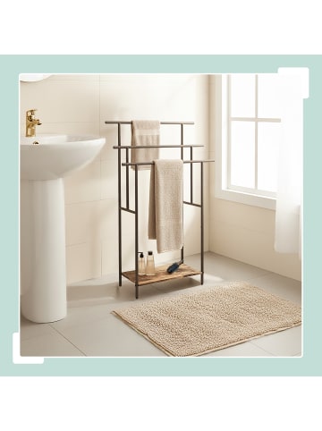 relaxdays Handtuchständer in Dunkelbraun/ Schwarz - (B)68 x (H)100 x (T)30 cm