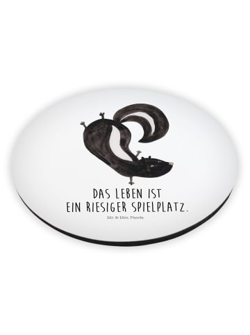 Mr. & Mrs. Panda Rund Magnet Stinktier Handstand mit Spruch in Weiß