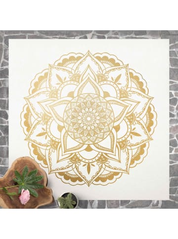 WALLART Vinyl-Teppich - Mandala Blume gold weiß in Gold