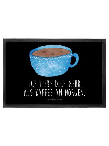 Mr. & Mrs. Panda Fußmatte Kaffee Tasse mit Spruch in Schwarz
