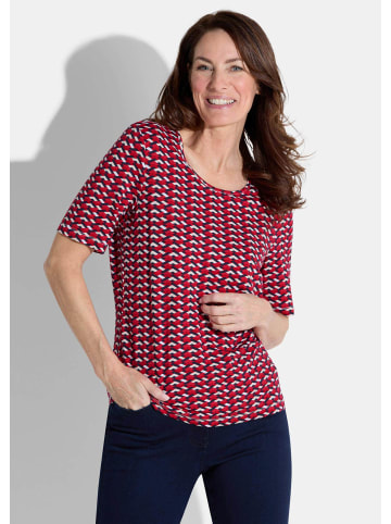 GOLDNER Kurzgröße:  Shirt in rot / marine / weiß / gemustert