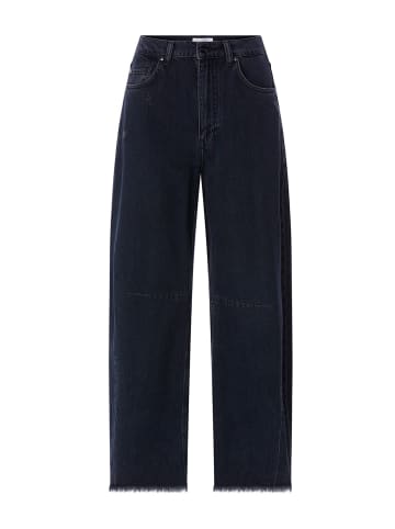 Rich & Royal Hemdbluse mit Rüschenkragen und Schulterknöpfen in Denim Black